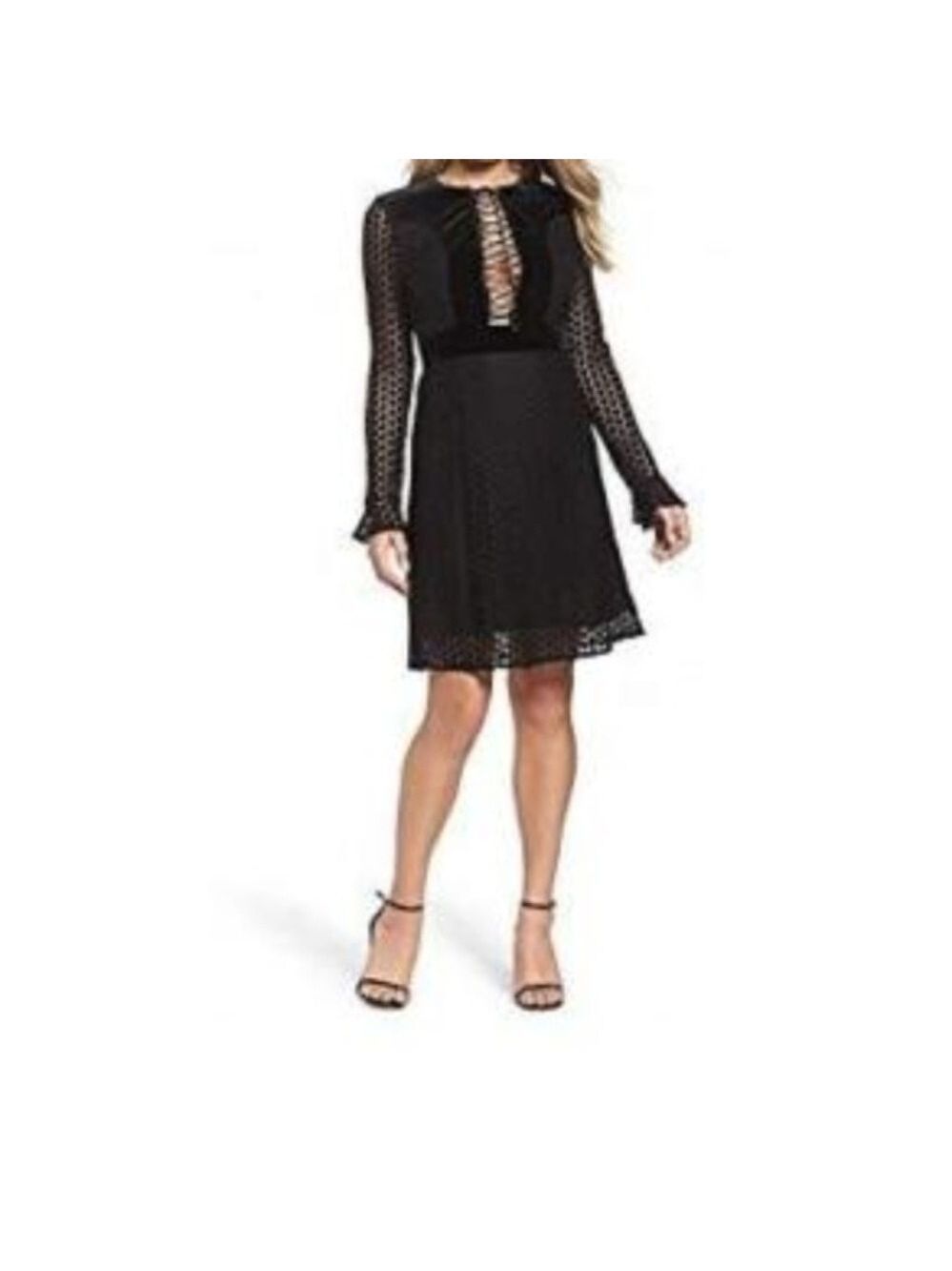 FOXIEDOX BNWT Lace-up Velvet Lace Plunge Black